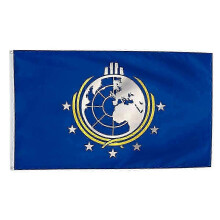 Vlag van 90 x 150 cm voor Super Earth buitengebruik, met stevige messing oogjes.