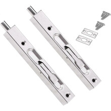 2 Pcs 8-Inch Concealed Slide Bolt Lock for French, Composite, Wood, Double & Dummy Doors