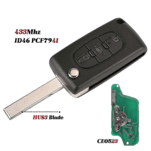 433MHz Frequency Key for Citroen C1 C2 C3 C4 C5 Replacement
