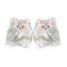 Japanese Anime Cats Plush Leg Covers for Women Sweet Bowknot Thick Furry Leg Warmers Boot Toppers Cuffs Cosplay Hosiery