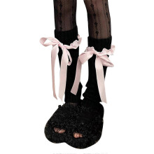Japanese Lolitas Leg Warmers Ballet Style Knit Long Socks Leggings Gaiters Bow Bandage Knee Cuffs Ankle Heap Socks white socks blue bel