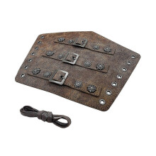 Brazaletes anchos de PU vintage para cosplay, con puños ajustables, estilo medieval, para ciclismo, color marrón oscuro.