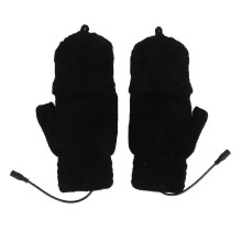 Guanti riscaldanti USB a doppia faccia, a dita intere o senza dita, ideali per lavorare a maglia e ciclismo, colore nero.