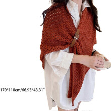 Bufandas y chales para mujer, bufandas finas de invierno para mujer, chales triangulares de punto cálidos para mujer con hebilla de cuero única.
