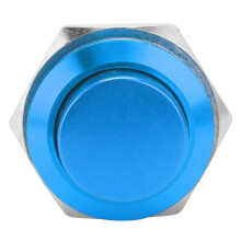 Interrupteur à bouton-poussoir en métal étanche en acier inoxydable à réarmement automatique normalement ouvert 16 mm 220 V (bleu)