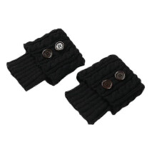 Women Cable Knit Buttons Boot Cuffs Toppers Crochet Short Leg Warmers Roll Socks Khaki