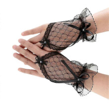 Abendhandschuhe, bestickt, fingerlos, mit Lochmuster, f??r Damen, Accessoires f??r Brautkleider, Schwarz, 1 Paar