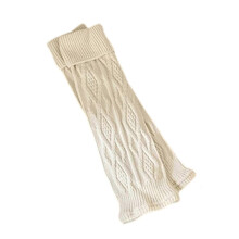 1 Pair Women's Cable Knitted Pattern Footless Socks Leg Warmers Japanese Students Winter Fall Warm Boot Covers Toppers light gray