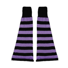 Harajuku Women Striped Skull Knitted Leg Warmer Long Socks Flared Wide Leg Knee High Leg Cover Stockings Streetwear black and yellow str One Size