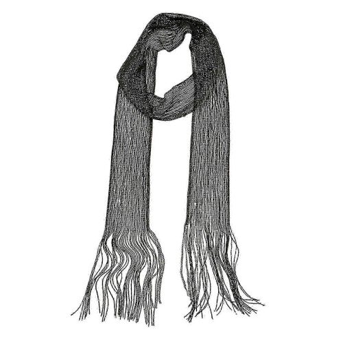 Sciarpa lunga, sottile e scintillante con frange, accessorio di moda per cene formali da donna.