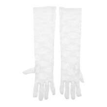 1 Pair Beautiful Women White Lace Gloves Breathable Long Floral Gloves for Bridal Prom Tea Party Din