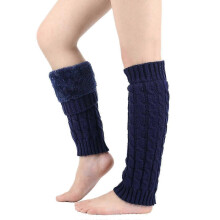 Gebreide beenwarmers, wit, voor verschillende gelegenheden, jaren 2000 mode, sokkenaccessoires, lange sokken met harige voering, kaki