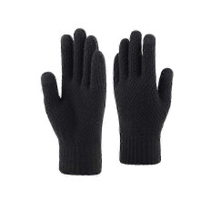 1 Pair Black Thicken Plush Knitted Winter Touch Screen Gloves for Men Fingerless Mittens