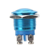 Interrupteur à bouton-poussoir métallique à bille, entièrement oxydé, à réarmement automatique, vis de réglage, commande au pied, 16 mm (bleu)