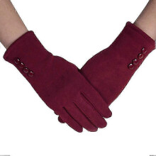 Rote Damen-Handschuhe aus Baumwolle mit Touchscreen, warm, vier Schnallen, ideal f??r winterliche Outdoor-Reitaktivit?ten