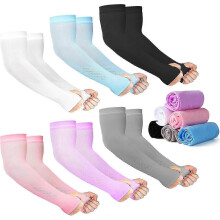 2025 Latest Model 12 Pairs Sun Protection Sleeves, UV Protection, for Men and Women, with Thumb Holes, for Driving, Golfing, Fishing, Cycling, Hiking