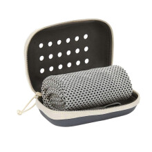 Microfiber Towel for Yoga Sports Running Gym | Soft Breathable Cooling Ice Towel in Grey with Storage Box