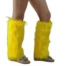 Dames/Meisjes Effen Kleur Felgele Pluche Beenwarmers Esthetische Vintage Pluche Verdikte Laarzenmanchetten Beenbedekking Lange Sokken C25