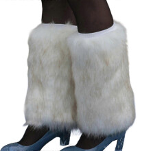 Women Fur Leg Warmers Furry Fuzzy Faux Fur Boot Cuffs Soft Warm Winter Boot Cover for Custume Party 25/30/40cm Long 30