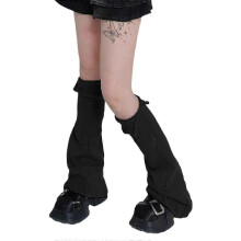 Schattige gebreide beenwarmers voor dames, vintage punk kniekousen voor meisjes, opengewerkte kousen voor jurk of rok, donkergrijs