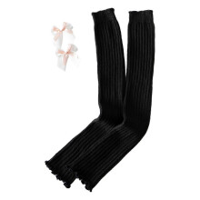 Weihnachtsstulpen, lange Beinstulpen mit Schleife, lange knielange Beinstulpen, schwarz-wei?e Lolita-Socken, kniehohe wei?e Socken, f??nflagig