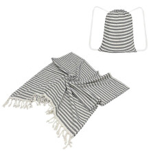 100x180cm Gestreepte strandhanddoek met opbergrugzak en kwastjes als decoratie, grote spahanddoek