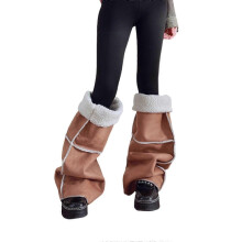 Long Faux Suedes Thigh High Leg Warmers Fleece Lined Oversized Over Knee Flared Boot Covers for Women Wide Leg Stockings