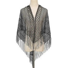 Bufanda ligera para mujer, ideal para la oficina, viajes diarios y eventos nocturnos. Chal elegante con bordado calado. Color blanco.