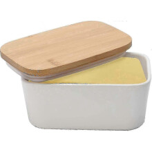 Porcelain Butter Dish With Lid 600ml Sealed Butter Dish Holds For Countertop Succinct Boxed Butter Keeper With Removable Silicone Seal For All Types O
