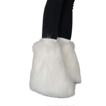 Women Furs Leg Warmer Winter Furry Long Boot Cuffs Fuzzy Shoe Cover Party Costume for Holiday Festival Performances Play ofwhite 20