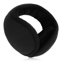 Foldable fleece earmuffs, winter fleece earmuffs for men and women, adjustable black soft earmuffs, suitable for winter outdoor sports