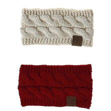 2PCS Warm Knitting Headband Earmuffs Outdoor Ear Protector Winter Headband Earmuffs Women Headscarf (Beige+ Dark Red)