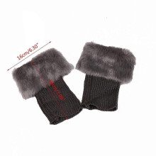 Women Faux Fur Plush Leg Warmers Short Furry Fuzzy Trim Solid Color Winter Warm Crochet Knitting Boot Cuffs Covers Socks