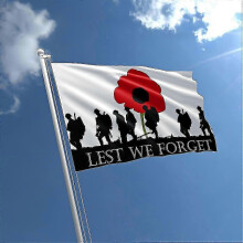 Vlag met de tekst "Lest We Forget" voor decoratie, dubbel gestikt, duurzaam, 90 x 150 cm.