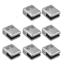 Set van 8 vierkante glasklemmen van roestvrij staal (6-8 mm) met platte achterbeugel