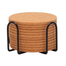 Pack of 12 Absorbent Cork Coasters with Holder, Heat-Resistant Cup Mat Set,Reusable Round Drink Coaster Fits for Mug
