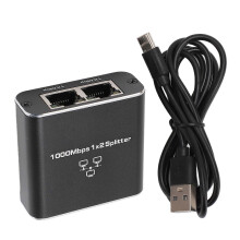 Gigabit Ethernet-splitter 1 naar 2 1000 Mbps RJ45 Type-C-interface, uitbreiding van netwerkpoorten, LAN-internetsplitter