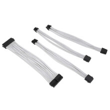 4 Stück 18AWG Netzteil-Verlängerungskabel, 30 cm, nylonummantelt, 24-Pin ATX, 4+4-Pin CPU, 6+2-Pin PCIE GPU, mit Kabelkämmen, weiß