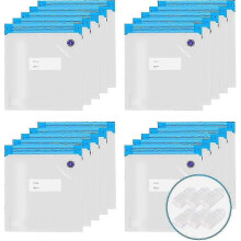 Lot de 20 sacs de conservation sous vide réutilisables pour aliments (fruits, légumes, viande, poisson, pain) avec clip de fermeture, 30 x 34 cm.