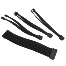 4 Stück 18AWG Netzteil-Verlängerungskabel, 30 cm, nylonummantelt, 24-Pin ATX, 4+4-Pin CPU, 6+2-Pin PCIE GPU, mit Kabelkämmen, schwarz