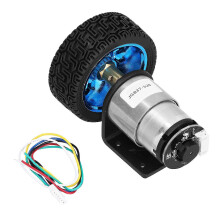 Ensemble moteur à encodeur à engrenages CC à arbre CW/CCW avec roue de support pour voiturette d'équilibre, 12 V CC, 76 tr/min.