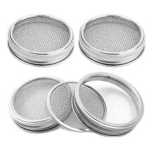Set van 4 roestvrijstalen kiemdeksels voor Mason-potten met brede opening voor het kweken van kiemen.