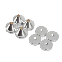Set van 4 luidsprekerisolatievoetjes van aluminiumlegering, trillingsdempers voor cd-, dvd-spelers en versterkers, zilverkleurig.