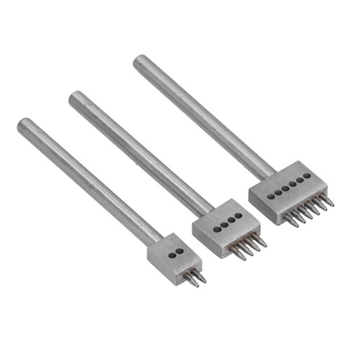 3Pcs Leather Perforated Tool Silver Tooth Durable Quick Easy DIY Leather Craft Tool Kits5mm