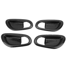 Embellecedor de tirador de manija interior de puerta estilo fibra de carbono, compatible con Nissan Navara Frontier NP300 2015-2019.