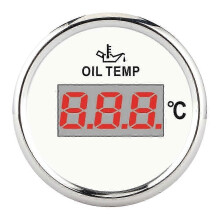 Universal Digital Oil Temperature Gauge 52mm 50?150?? W/Red Backlight 12V/24V for Car Boat Yacht MotorcycleWhite Dial Silver Frame