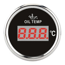 Universal Digital Oil Temperature Gauge 52mm 50?150?? W/Red Backlight 12V/24V for Car Boat Yacht MotorcycleBlack Dial Silver Frame