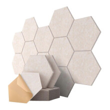 Set van 12 zeshoekige akoestische panelen, 30,5 cm x 25,4 cm x 1 cm, geluidsisolerende wandpanelen met zelfklevende achterkant voor opnames.