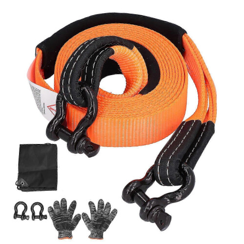 Tow Rope OffRoad Recovery Polyester Pulling Pull Strap 5 Metres 5 Ton for Car Vehicle(Orange ) 2
