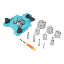Holle boorgatenzaagset met diamantboren en tegelopener met geleidingsarmatuur voor keramiek, lichtblauw